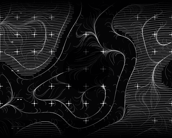 Reaction-diffusion pattern rendered in stark black and white