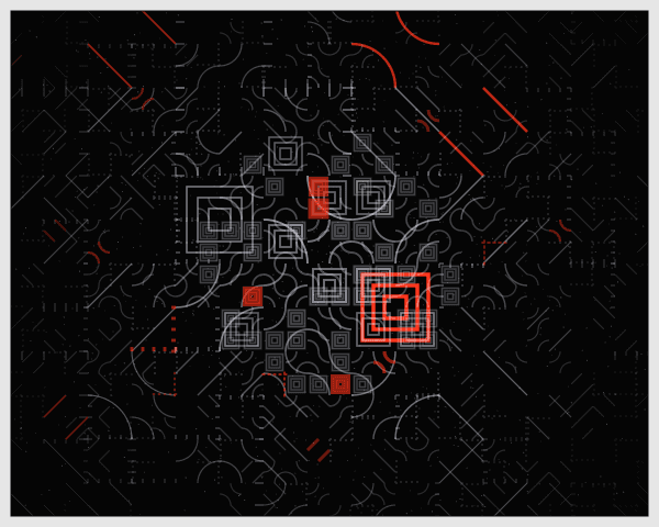 Truchet tiles arranged with multi-layer transparency effects