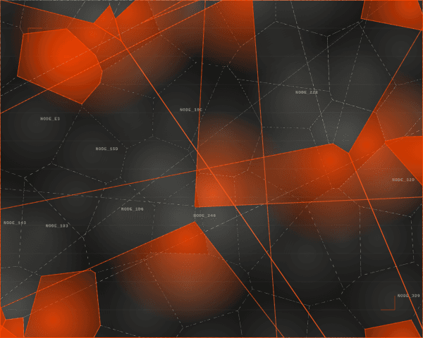 Voronoi tessellation with gradient color transitions between cells