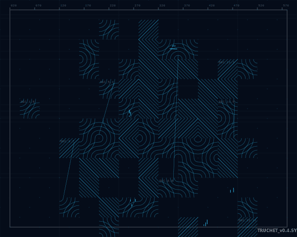 Truchet tiles arranged with multi-layer transparency effects