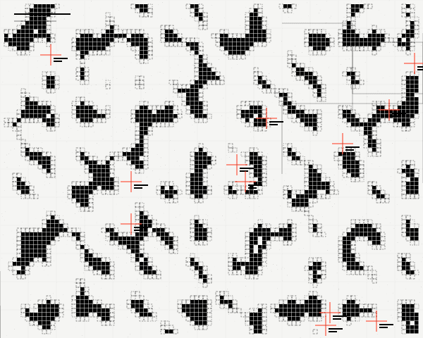 Reaction-diffusion pattern rendered in stark black and white