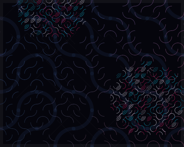 Truchet tiles arranged with multi-layer transparency effects