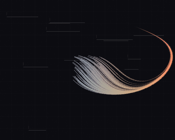 Perlin noise flow field with particle trails creating organic movement