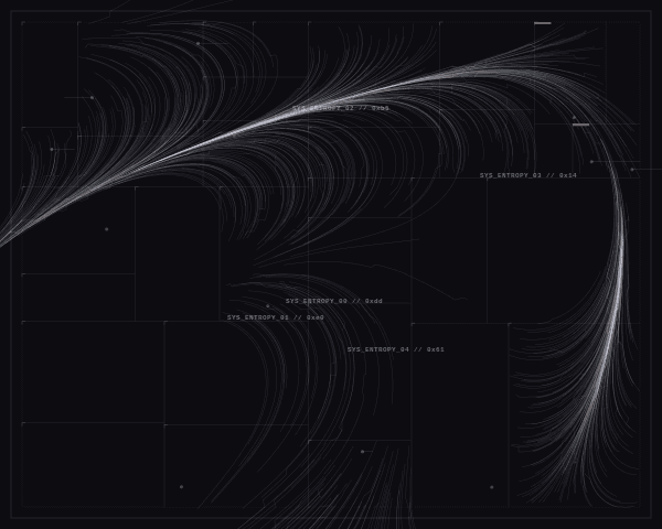Perlin noise flow field with particle trails creating organic movement